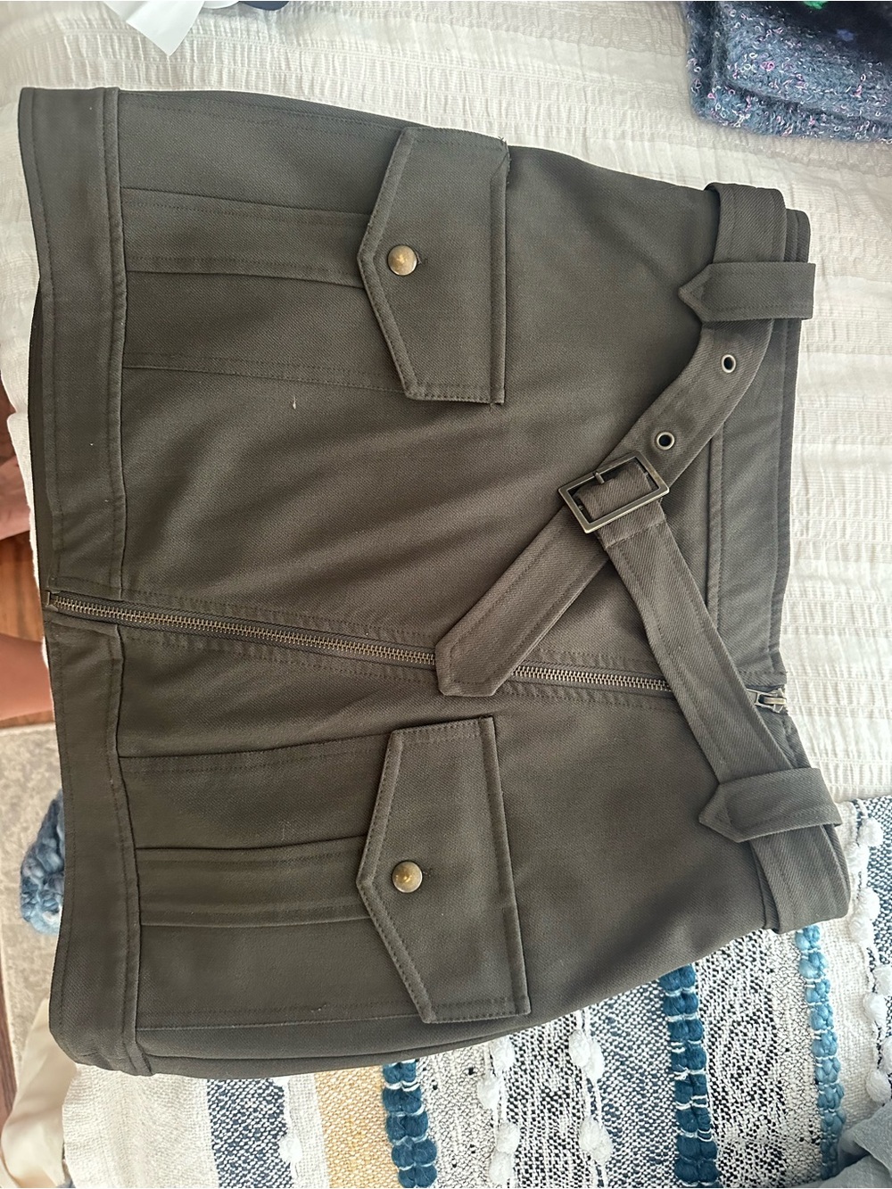 Forever 21 Olive Utility Mini Skirt